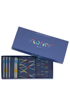 Punto Blanco Pack de 3 calcetines cortos de algodón orgánico Stories Mikado azul Hot