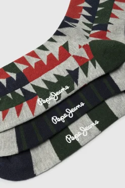 Pepe Jeans Pack de 3 calcetines rayas Navidad estampado