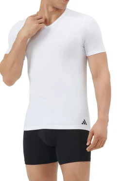 Adidas Pack de 2 camisetas de cuello pico de algodón elástico para hombre blanco Discount