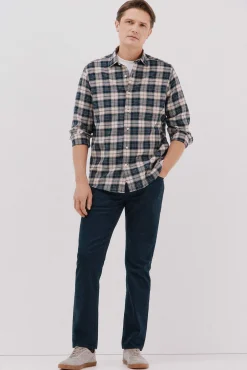 Cortefiel Pantalón 5 bolsillos color regular fit Azul marino Outlet