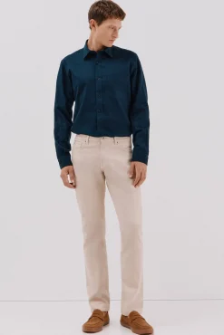 Cortefiel Pantalón 5 bolsillos color regular fit Beige Discount