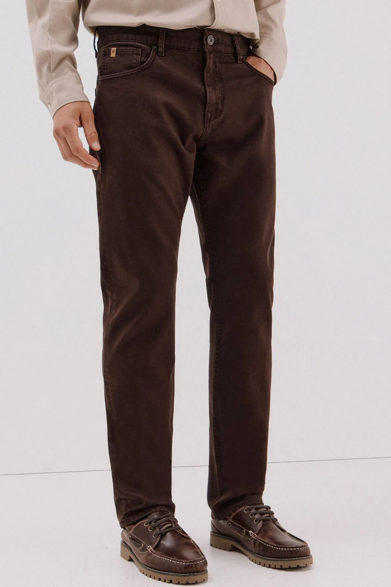 Cortefiel Pantalón 5 bolsillos color regular fit Marr&oacute;n oscuro Sale