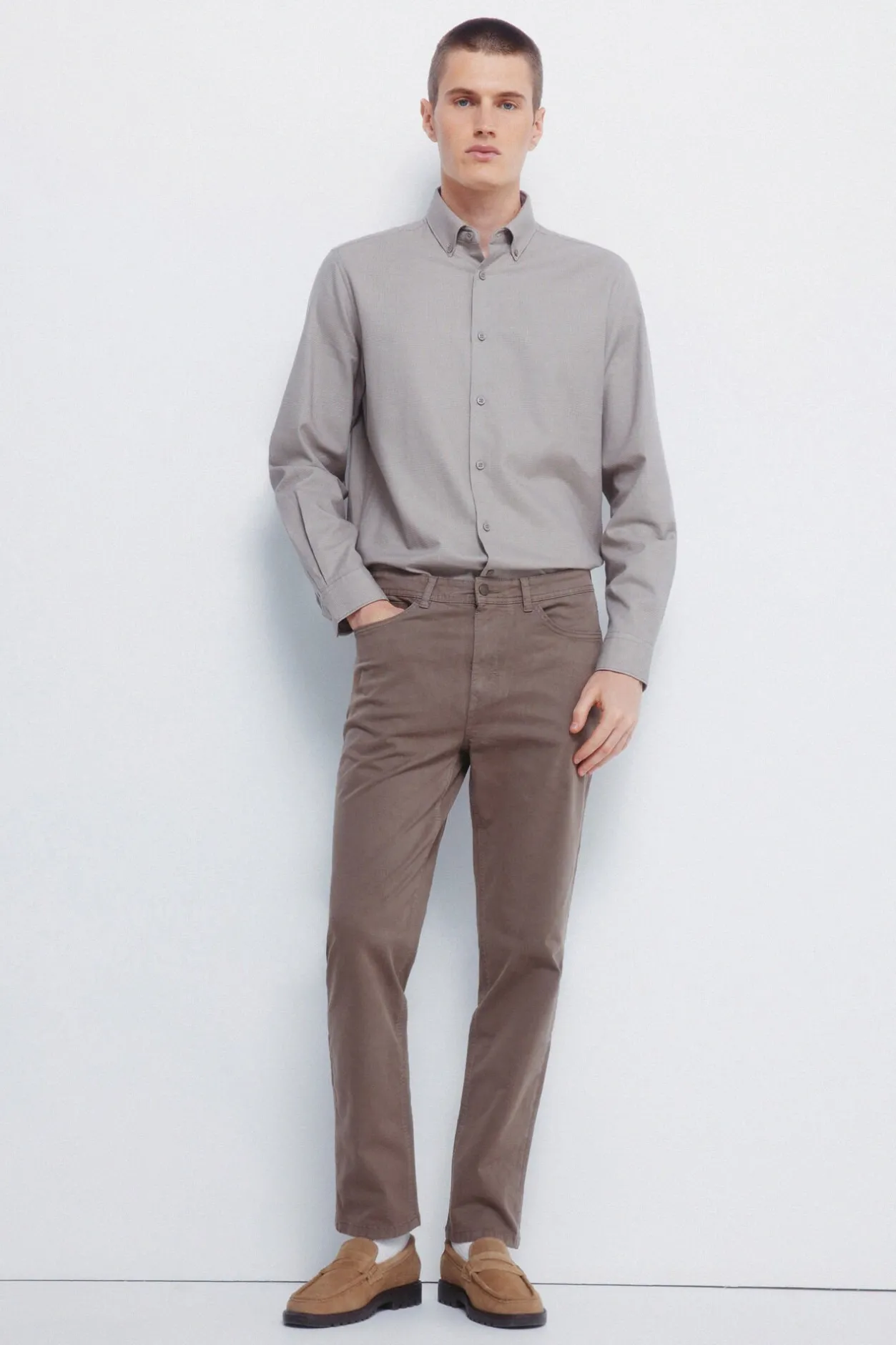 Springfield Pantalón 5 bolsillos color slim fit nude