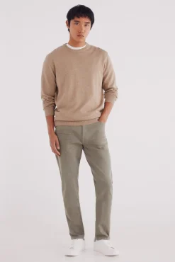 Springfield Pantalón 5 bolsillos color slim fit kaki Discount