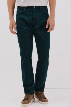 Cortefiel Pantalón 5 bolsillos color regular fit Verde oscuro Sale