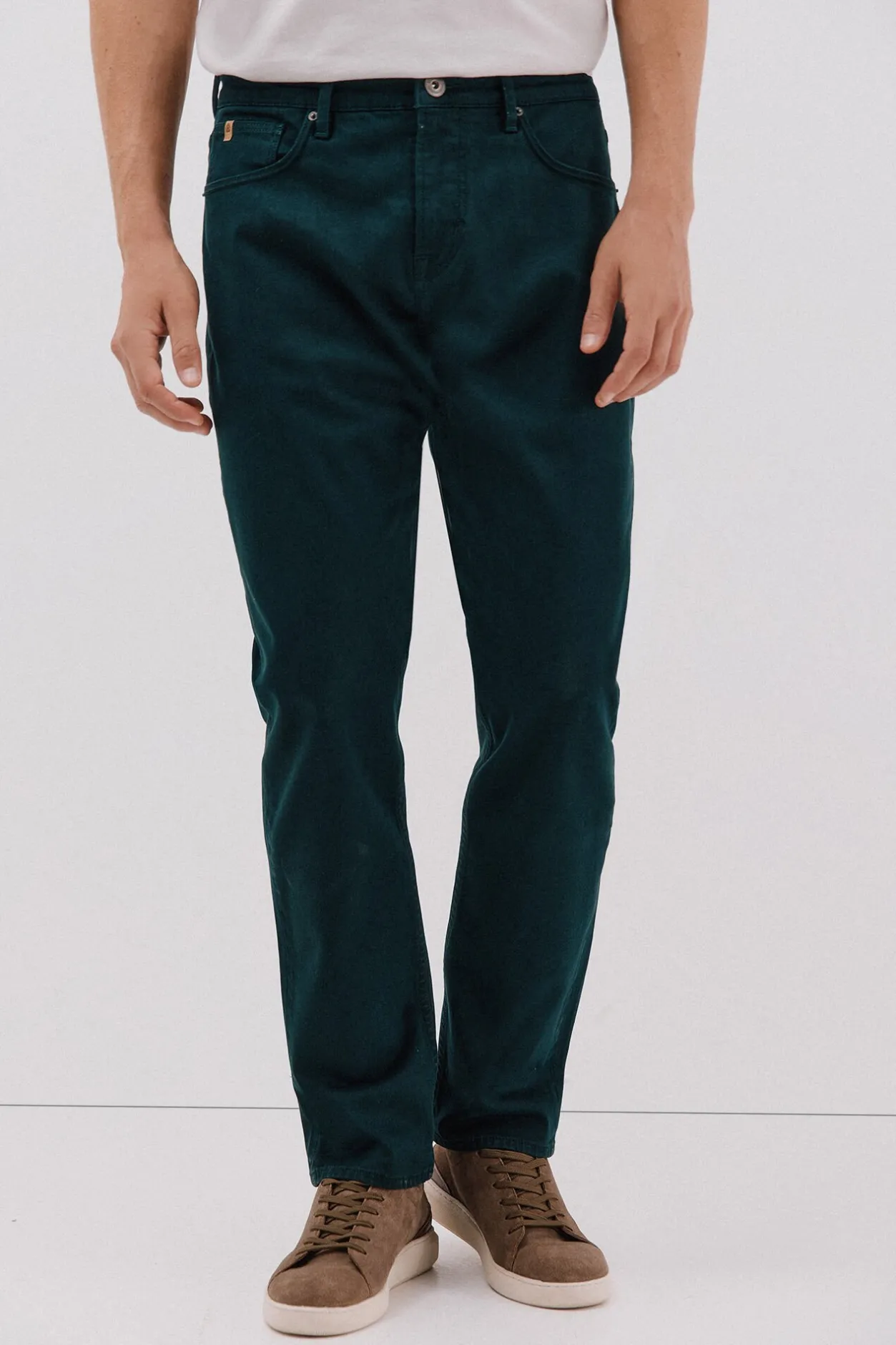 Cortefiel Pantalón 5 bolsillos color regular fit Verde oscuro Sale