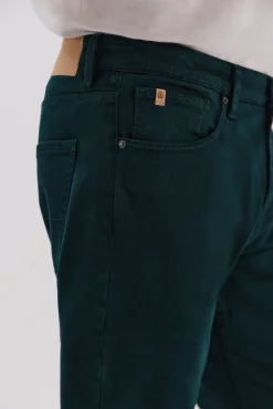 Cortefiel Pantalón 5 bolsillos color regular fit Verde oscuro Sale