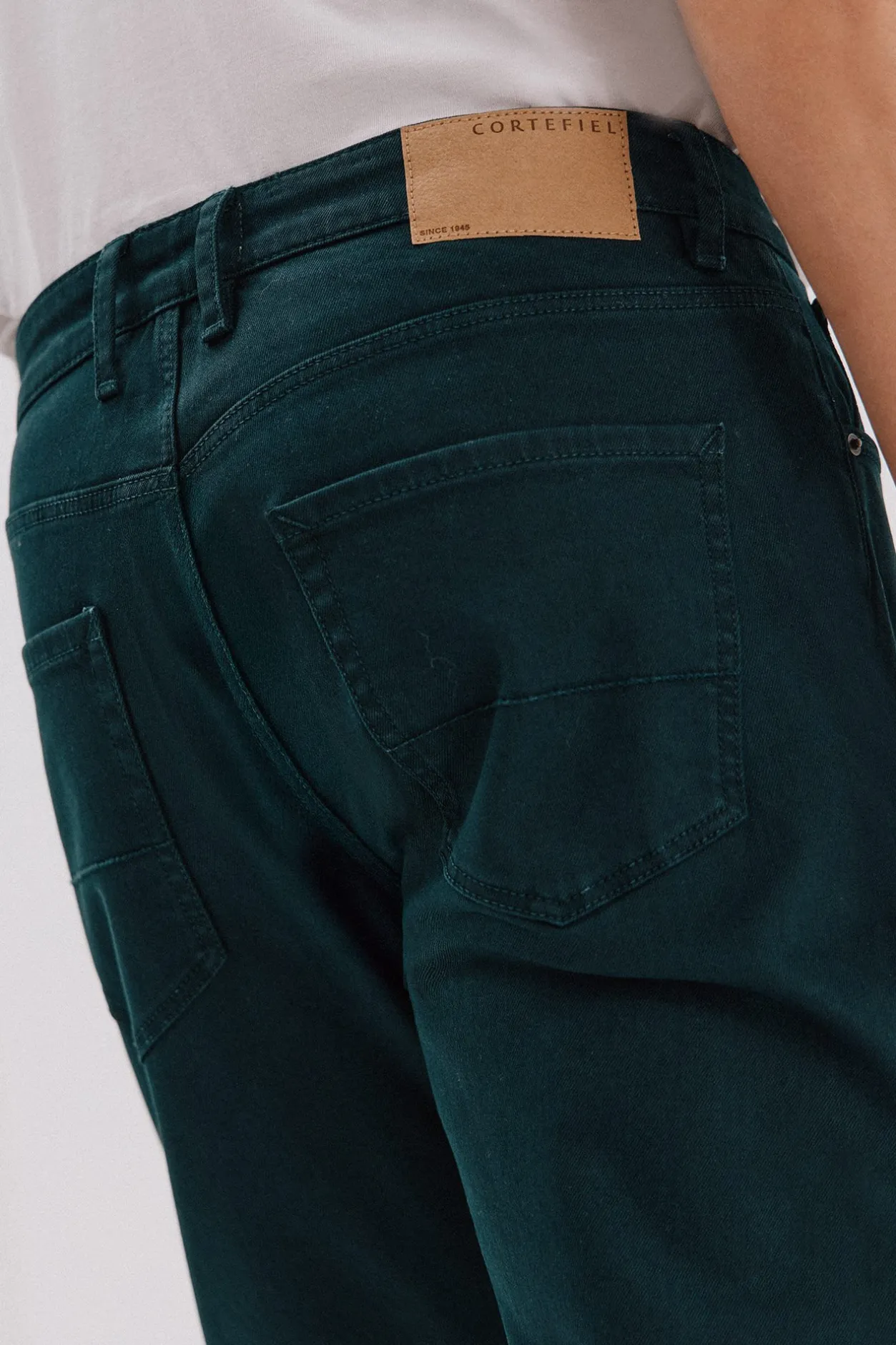 Cortefiel Pantalón 5 bolsillos color regular fit Verde oscuro Sale