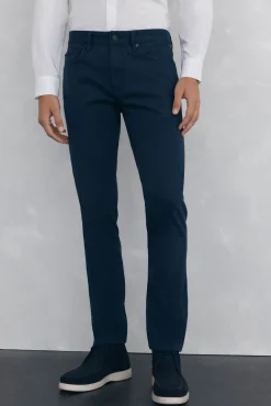 Pedro del Hierro Pantalón 5 bolsillos color slim fit Azul Online