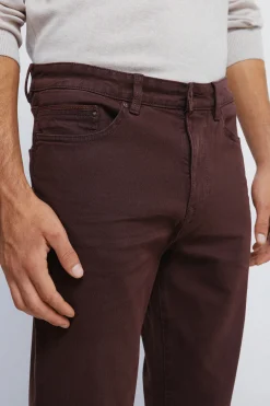 Springfield Pantalón 5 bolsillos color slim fit marr&oacute;n Discount