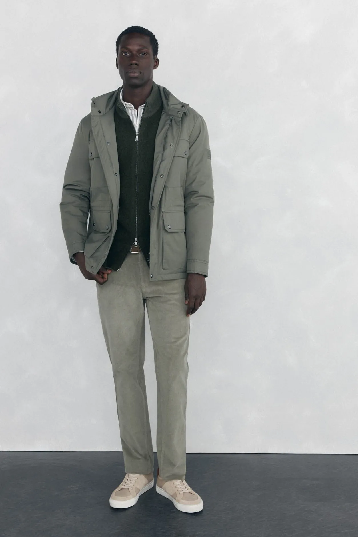 Pedro del Hierro Pantalón 5 bolsillos pana slim fit Verde Outlet