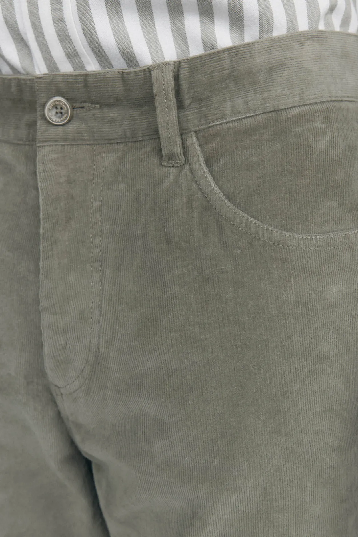 Pedro del Hierro Pantalón 5 bolsillos pana slim fit Verde Outlet