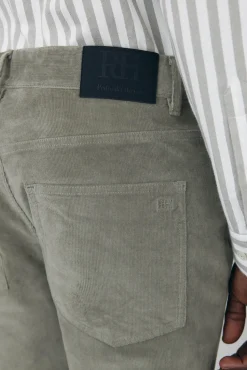 Pedro del Hierro Pantalón 5 bolsillos pana slim fit Verde Outlet