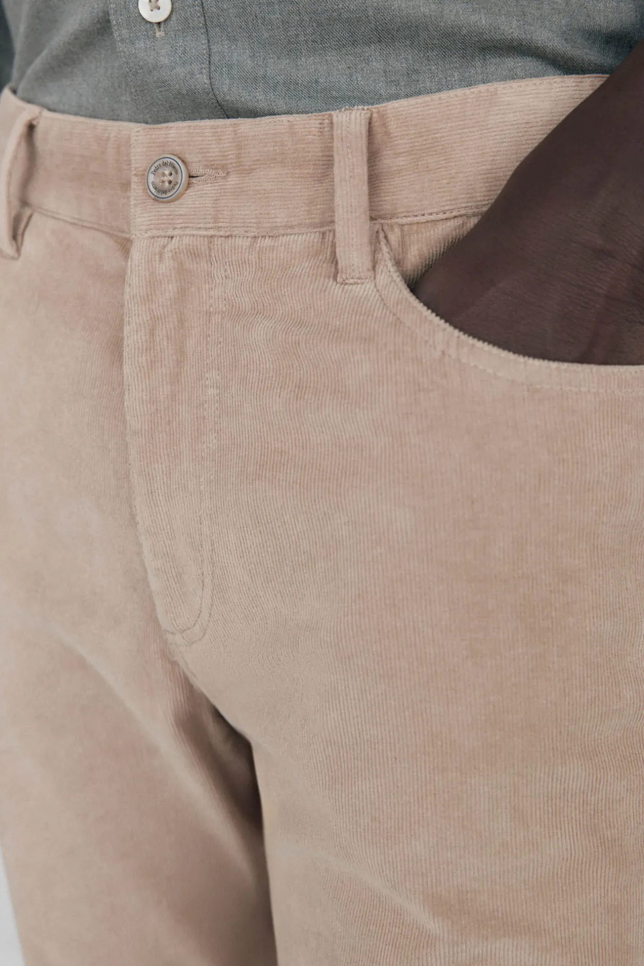 Pedro del Hierro Pantalón 5 bolsillos pana slim fit Beige New