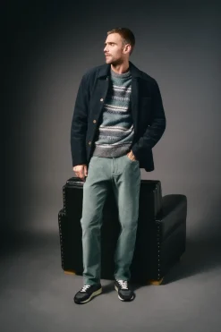 OOTO Pantalón 5 bolsillos slim fit pana Azul Sale