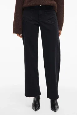 Vila Pantalón ancho con bolsillos delanteros Negro Outlet