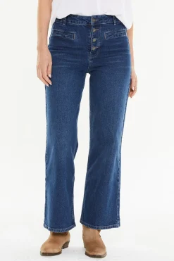 Systemaction Pantalón ancho con bolsillos tipo vivo azul Outlet