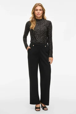 Vila Pantalón ancho con botones Negro Online