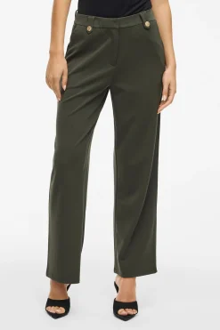 Vila Pantalón ancho con botones Kaki