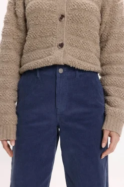 Vila Pantalón ancho de micropana Azul marino Discount