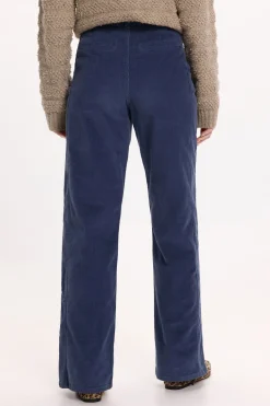 Vila Pantalón ancho de micropana Azul marino Discount