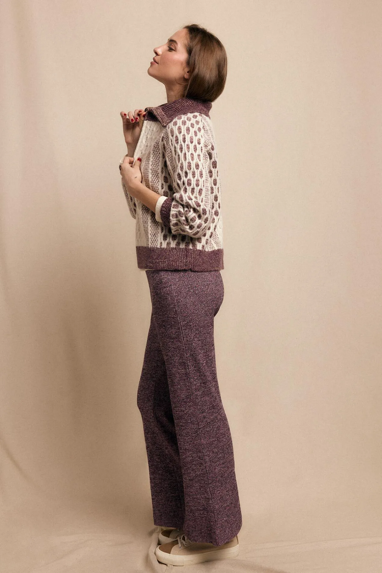 Slowlove Pantalón ancho de punto Lila Outlet