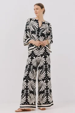 Cortefiel Pantalón ancho estampado Estampado blanco Best