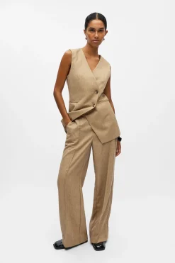 Object Pantalón ancho tweed Marr&oacute;n Clearance