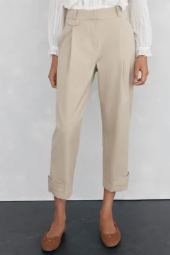Pedro del Hierro Pantalón bajo ajustable Beige New