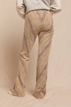 Slowlove Pantalón campana de punto Estampado marr&oacute;n Online