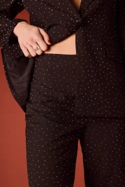 Slowlove Pantalón campana de strass Negro Outlet