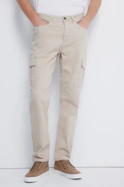 Springfield Pantalón cargo lavado slim fit beige Discount