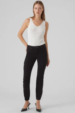 Vero Moda Pantalón cargo tobillero Negro Sale