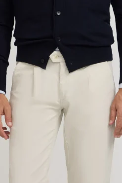 Silbon Pantalón chino casual pinzas Marfil Outlet