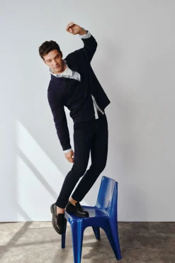 Cortefiel Pantalón chino confort tapered fit Azul marino Sale