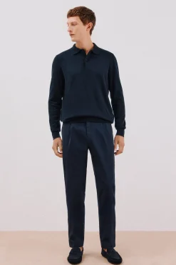 Cortefiel Pantalón chino confort tapered fit Azul marino Sale