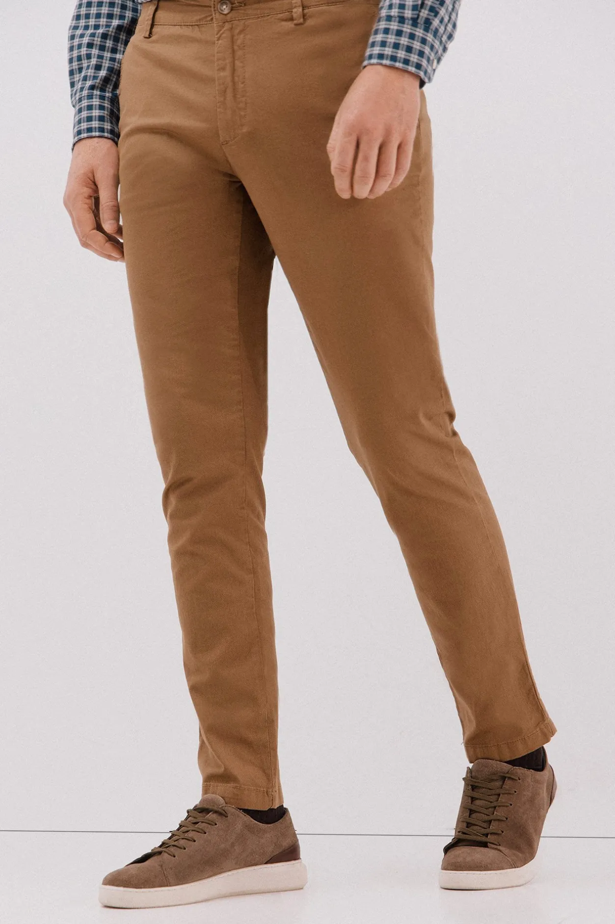 Cortefiel Pantalón chino print slim Camel Clearance