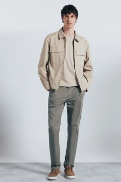 Springfield Pantalón chino slim fit kaki Sale