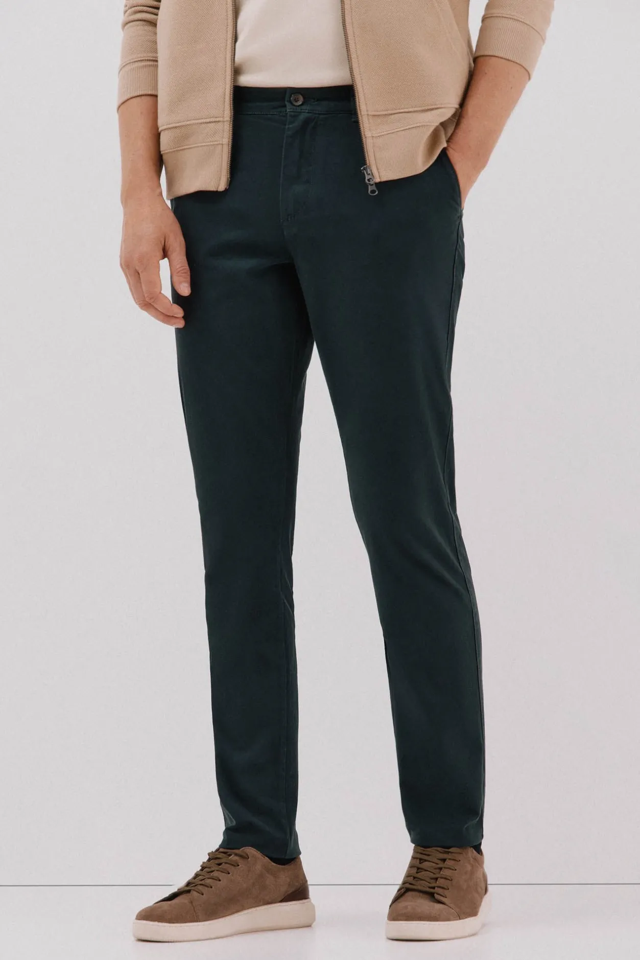 Cortefiel Pantalón chino slim fit Verde oscuro Hot