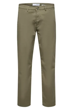 Selected Pantalón chino Slim Fit confeccionado con algodón orgánico Marr&oacute;n Discount