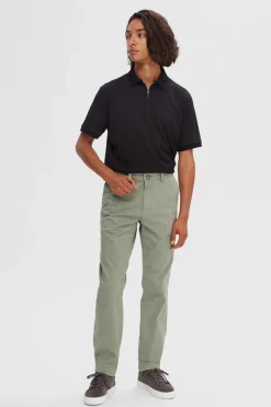 Selected Pantalón chino Slim Fit confeccionado con algodón orgánico Verde Hot