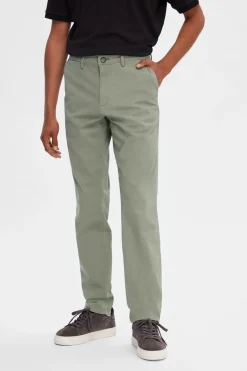 Selected Pantalón chino Slim Fit confeccionado con algodón orgánico Verde Hot