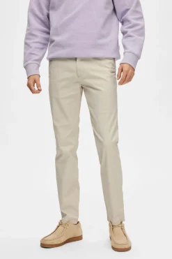 Selected Pantalón chino Slim Fit confeccionado con algodón orgánico Beige