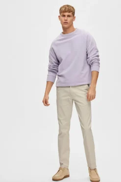 Selected Pantalón chino Slim Fit confeccionado con algodón orgánico Beige