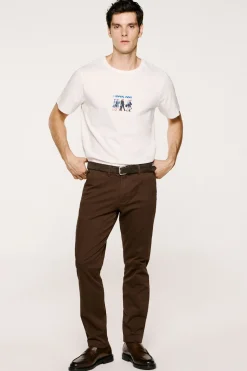 Selected Pantalón chino Slim Fit confeccionado con algodón orgánico Marr&oacute;n oscuro Discount