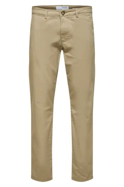 Selected Pantalón chino Slim Fit confeccionado con algodón orgánico Marr&oacute;n oscuro Discount