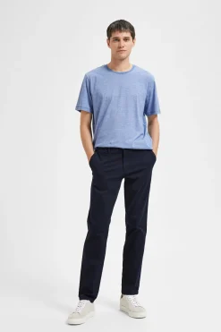 Selected Pantalón chino Slim Fit confeccionado con algodón orgánico Azul oscuro Online