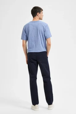 Selected Pantalón chino Slim Fit confeccionado con algodón orgánico Azul oscuro Online