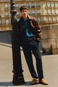 Springfield Pantalón chino vestir comfort slim fit azul Clearance