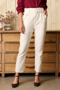 Polín Et Moi Pantalón cinturón Bianca Beige